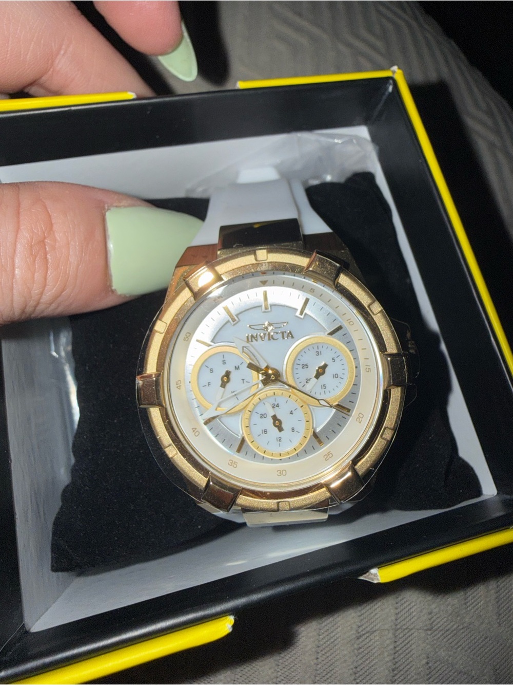 Invicta Men’s Gold & White Chronograph Watch